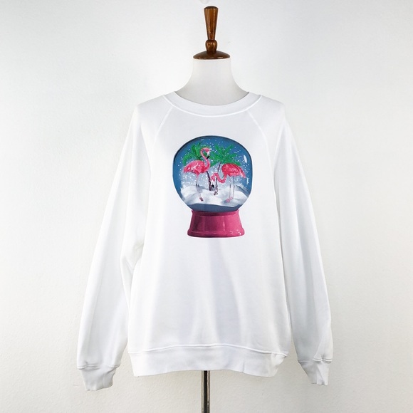 Wildfox Snowy Tropics Flamingo Globe Sweatshirt - Picture 2 of 9